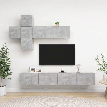 Living room furniture set 7 pieces concrete gray engineered wood by , TV Furniture - Ref: Foro24-3079129, Price: 208,11 €, Di...