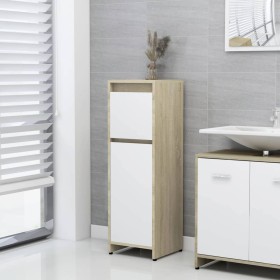 Armario de baño madera contrachapada blanco y roble 30x30x95 cm de , Muebles de baño - Ref: Foro24-802665, Precio: 66,08 €, D...