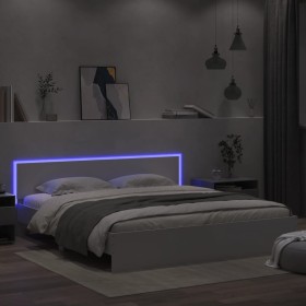 Estructura de cama cabecero y luces LED blanca 180x200 cm de , Camas y somieres - Ref: Foro24-3207588, Precio: 193,52 €, Desc...