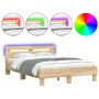 Sonoma oak bed frame with headboard and LED lights 120x200 cm by , Beds and slatted bases - Ref: Foro24-3207555, Price: 144,1...