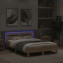 Sonoma oak bed frame with headboard and LED lights 120x200 cm by , Beds and slatted bases - Ref: Foro24-3207555, Price: 144,1...