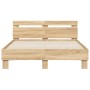 Sonoma oak bed frame with headboard and LED lights 120x200 cm by , Beds and slatted bases - Ref: Foro24-3207555, Price: 144,1...