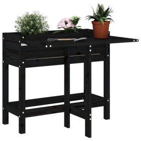 Planter with folding lid solid black pine wood by , Pots and planters - Ref: Foro24-825125, Price: 70,99 €, Discount: %