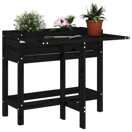 Planter with folding lid solid black pine wood by , Pots and planters - Ref: Foro24-825125, Price: 70,22 €, Discount: %