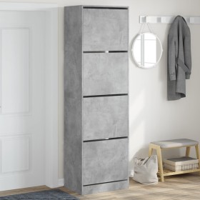 Shoe cabinet with 4 folding drawers concrete gray 60x42x204 cm by , Shoe racks and shoe organizers - Ref: Foro24-3214395, Pri...