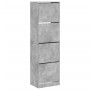 Shoe cabinet with 4 folding drawers concrete gray 60x42x204 cm by , Shoe racks and shoe organizers - Ref: Foro24-3214395, Pri...