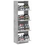 Shoe cabinet with 4 folding drawers concrete gray 60x42x204 cm by , Shoe racks and shoe organizers - Ref: Foro24-3214395, Pri...