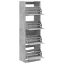 Shoe cabinet with 4 folding drawers concrete gray 60x42x204 cm by , Shoe racks and shoe organizers - Ref: Foro24-3214395, Pri...