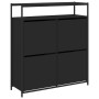 Shoe cabinet with 4 folding drawers black 100x34x112 cm by , Shoe racks and shoe organizers - Ref: Foro24-3214413, Price: 194...