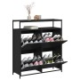 Shoe cabinet with 4 folding drawers black 100x34x112 cm by , Shoe racks and shoe organizers - Ref: Foro24-3214413, Price: 194...