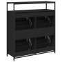 Shoe cabinet with 4 folding drawers black 100x34x112 cm by , Shoe racks and shoe organizers - Ref: Foro24-3214413, Price: 194...