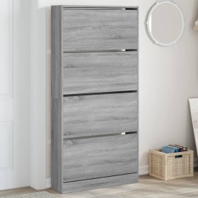 Shoe cabinet with 4 folding drawers Sonoma gray 80x21x163.5 cm by , Shoe racks and shoe organizers - Ref: Foro24-3214369, Pri...