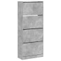 Shoe cabinet with 4 folding drawers concrete gray 80x34x187.5cm by , Shoe racks and shoe organizers - Ref: Foro24-3214381, Pr...