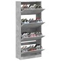 Shoe cabinet with 4 folding drawers concrete gray 80x34x187.5cm by , Shoe racks and shoe organizers - Ref: Foro24-3214381, Pr...