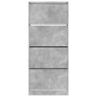 Shoe cabinet with 4 folding drawers concrete gray 80x34x187.5cm by , Shoe racks and shoe organizers - Ref: Foro24-3214381, Pr...