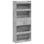 Shoe cabinet with 4 folding drawers concrete gray 80x34x187.5cm by , Shoe racks and shoe organizers - Ref: Foro24-3214381, Pr...