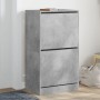 Shoe cabinet with 2 folding drawers concrete gray 60x42x108 cm by , Shoe racks and shoe organizers - Ref: Foro24-3214388, Pri...