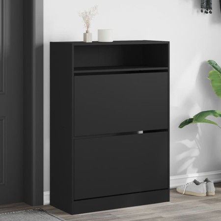 Mueble zapatero con 2 cajones abatibles negro 80x34x116 cm de , Zapateros y organizadores de calzado - Ref: Foro24-3214407, P...