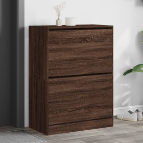 Shoe cabinet with 2 folding drawers oak brown 80x42x108 cm by , Shoe racks and shoe organizers - Ref: Foro24-3214405, Price: ...