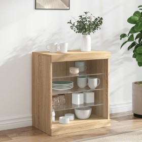 Sideboard with LED lights Sonoma oak 60.5x37x67 cm by , Sideboards - Ref: Foro24-836695, Price: 64,37 €, Discount: %