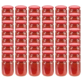 Glass jars of jam with red lid, 48 units, 230 ml. by vidaXL, honey jars - Ref: Foro24-50800, Price: 70,23 €, Discount: %