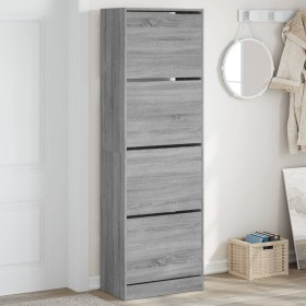 Shoe cabinet with 4 folding drawers Sonoma gray 60x34x187.5 cm by , Shoe racks and shoe organizers - Ref: Foro24-3214376, Pri...