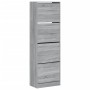 Shoe cabinet with 4 folding drawers Sonoma gray 60x34x187.5 cm by , Shoe racks and shoe organizers - Ref: Foro24-3214376, Pri...