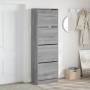 Shoe cabinet with 4 folding drawers Sonoma gray 60x34x187.5 cm by , Shoe racks and shoe organizers - Ref: Foro24-3214376, Pri...