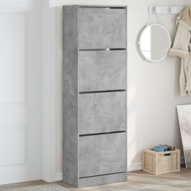 Shoe cabinet with 4 folding drawers concrete gray 60x34x187.5cm by , Shoe racks and shoe organizers - Ref: Foro24-3214374, Pr...