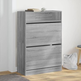 Shoe cabinet with 2 folding drawers Sonoma gray 80x34x116 cm by , Shoe racks and shoe organizers - Ref: Foro24-3214411, Price...