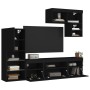 Wall TV cabinets with LED 6 pieces black engineered wood by , TV Furniture - Ref: Foro24-3216733, Price: 232,40 €, Discount: %