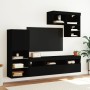 Wall TV cabinets with LED 6 pieces black engineered wood by , TV Furniture - Ref: Foro24-3216733, Price: 232,40 €, Discount: %