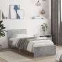 Cama con cabecero madera de ingeniería gris hormigón 90x200 cm de , Camas y somieres - Ref: Foro24-838627, Precio: 91,26 €, D...