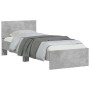 Cama con cabecero madera de ingeniería gris hormigón 90x200 cm de , Camas y somieres - Ref: Foro24-838627, Precio: 79,90 €, D...