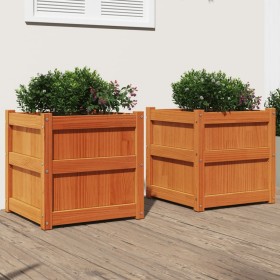 Outdoor planters 2 pcs solid wax brown pine wood by , Pots and planters - Ref: Foro24-837419, Price: 97,99 €, Discount: %