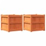 Outdoor planters 2 pcs solid wax brown pine wood by , Pots and planters - Ref: Foro24-837419, Price: 97,45 €, Discount: %