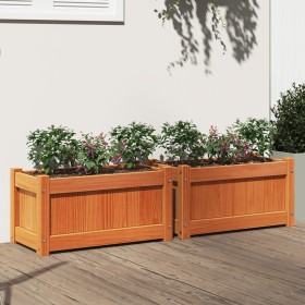 Outdoor planters 2 pcs solid wax brown pine wood by , Pots and planters - Ref: Foro24-837444, Price: 68,34 €, Discount: %