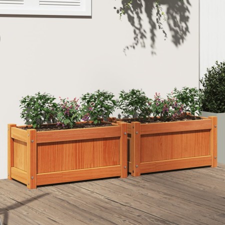 Outdoor planters 2 pcs solid wax brown pine wood by , Pots and planters - Ref: Foro24-837444, Price: 68,99 €, Discount: %