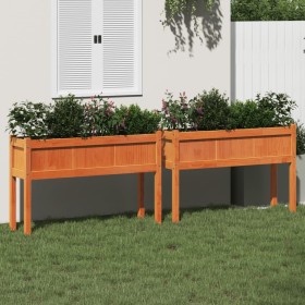 Planters with legs 2 pcs solid wax brown pine wood by , Pots and planters - Ref: Foro24-837569, Price: 99,99 €, Discount: %