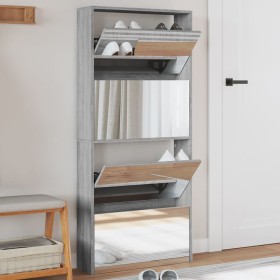 Shoe cabinet with mirror 4 levels Sonoma gray 63x17x134 cm by , Shoe racks and shoe organizers - Ref: Foro24-3228278, Price: ...