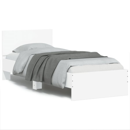 Estructura cama con cabecero madera ingeniería blanca 75x190 cm de , Camas y somieres - Ref: Foro24-838659, Precio: 73,96 €, ...