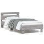 Estructura de cama cabecero luces LED gris Sonoma 90x190 cm de , Camas y somieres - Ref: Foro24-838748, Precio: 90,13 €, Desc...