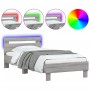 Sonoma gray LED lights headboard bed frame 90x190 cm by , Beds and slatted bases - Ref: Foro24-838748, Price: 90,13 €, Discou...