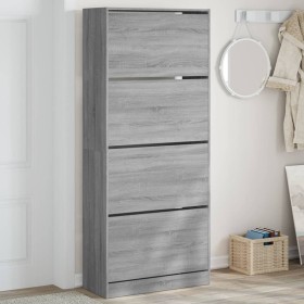 Shoe cabinet with 4 folding drawers Sonoma gray 80x34x187.5 cm by , Shoe racks and shoe organizers - Ref: Foro24-3214383, Pri...