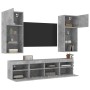 Muebles TV pared con LED 5 pzas madera ingeniería gris hormigón de , Muebles TV - Ref: Foro24-3216746, Precio: 210,03 €, Desc...