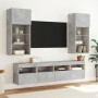 Muebles TV pared con LED 5 pzas madera ingeniería gris hormigón de , Muebles TV - Ref: Foro24-3216746, Precio: 210,03 €, Desc...