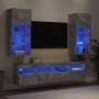 TV wall furniture with LED 5 pieces concrete gray engineered wood by , TV Furniture - Ref: Foro24-3216746, Price: 210,03 €, D...