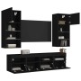 Wall TV cabinets with LED 5 pcs black engineered wood by , TV Furniture - Ref: Foro24-3216744, Price: 218,57 €, Discount: %