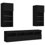 Wall TV cabinets with LED 5 pcs black engineered wood by , TV Furniture - Ref: Foro24-3216744, Price: 218,57 €, Discount: %