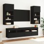 Wall TV cabinets with LED 5 pcs black engineered wood by , TV Furniture - Ref: Foro24-3216744, Price: 218,57 €, Discount: %